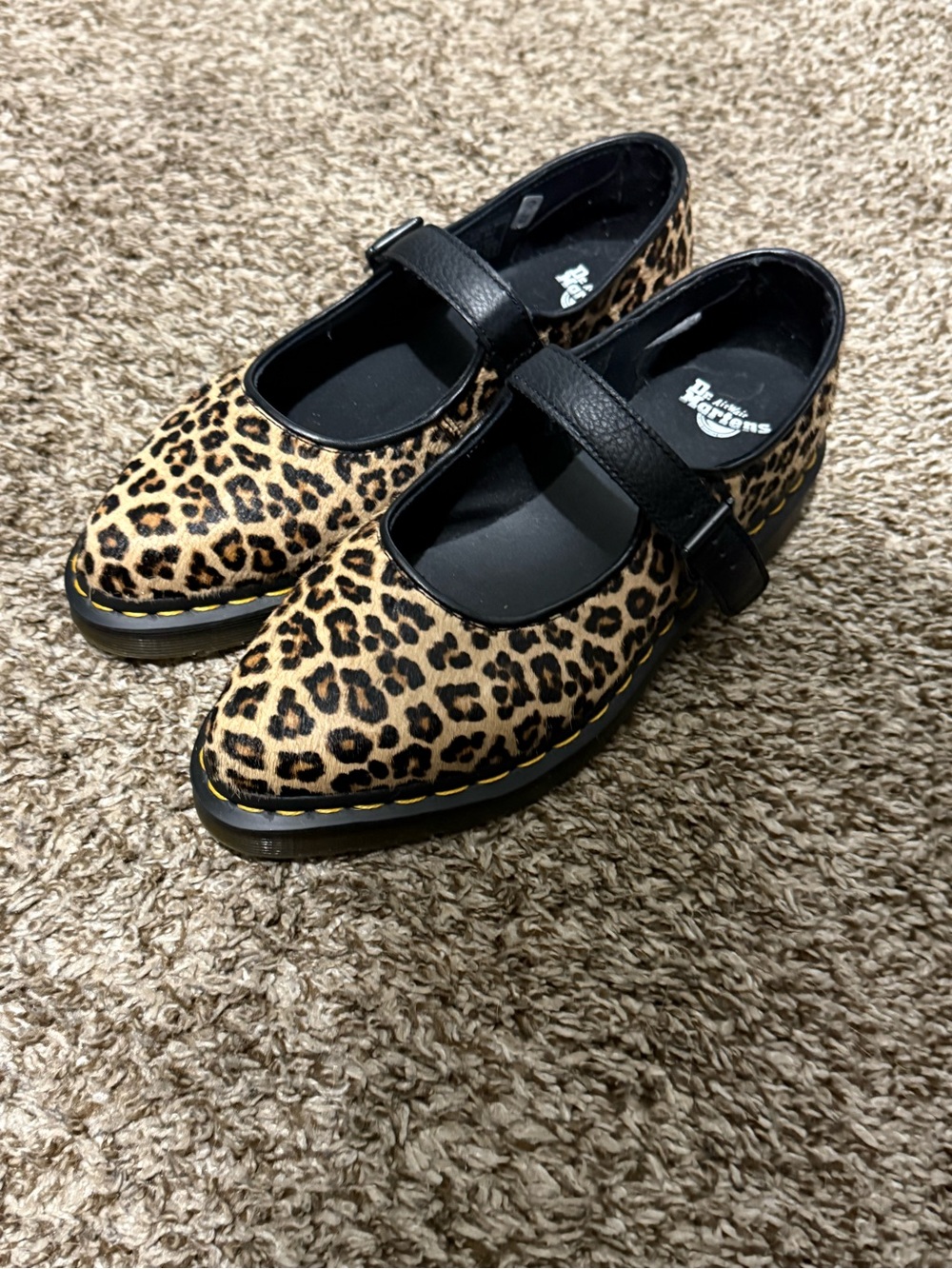 Dr. Martens Leopard Mary Jane Shoes - Black & Leopard Print